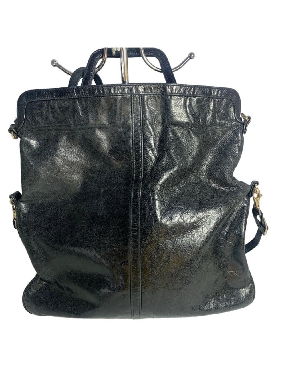 $465 ARZA DESIGN Messenger Laptop / Convertible Bag Distressed Black Leather